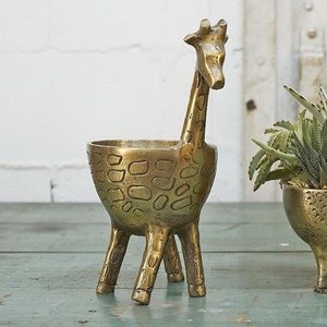 Gold Metal Giraffe Planter | Succulent Planter | Animal Planter | Safari